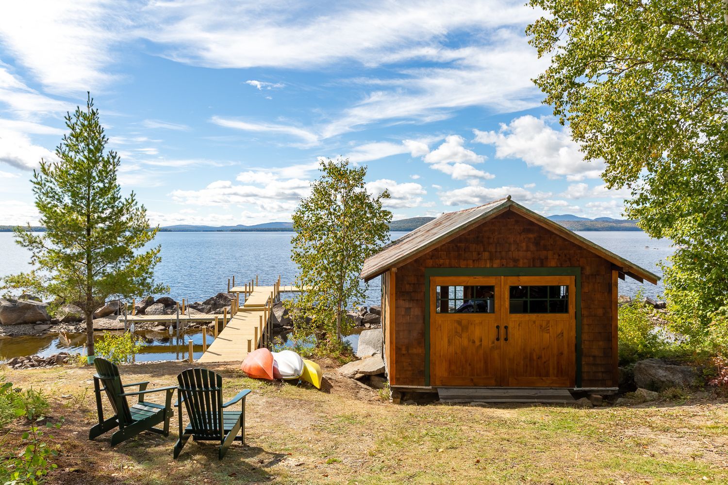 Combination boathouse and summer bunkhouse at Breakwater Lodge