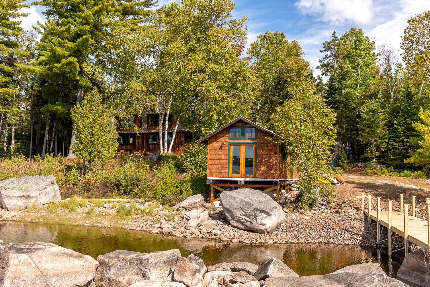 Combination boathouse and summer bunkhouse at Breakwater Lodge